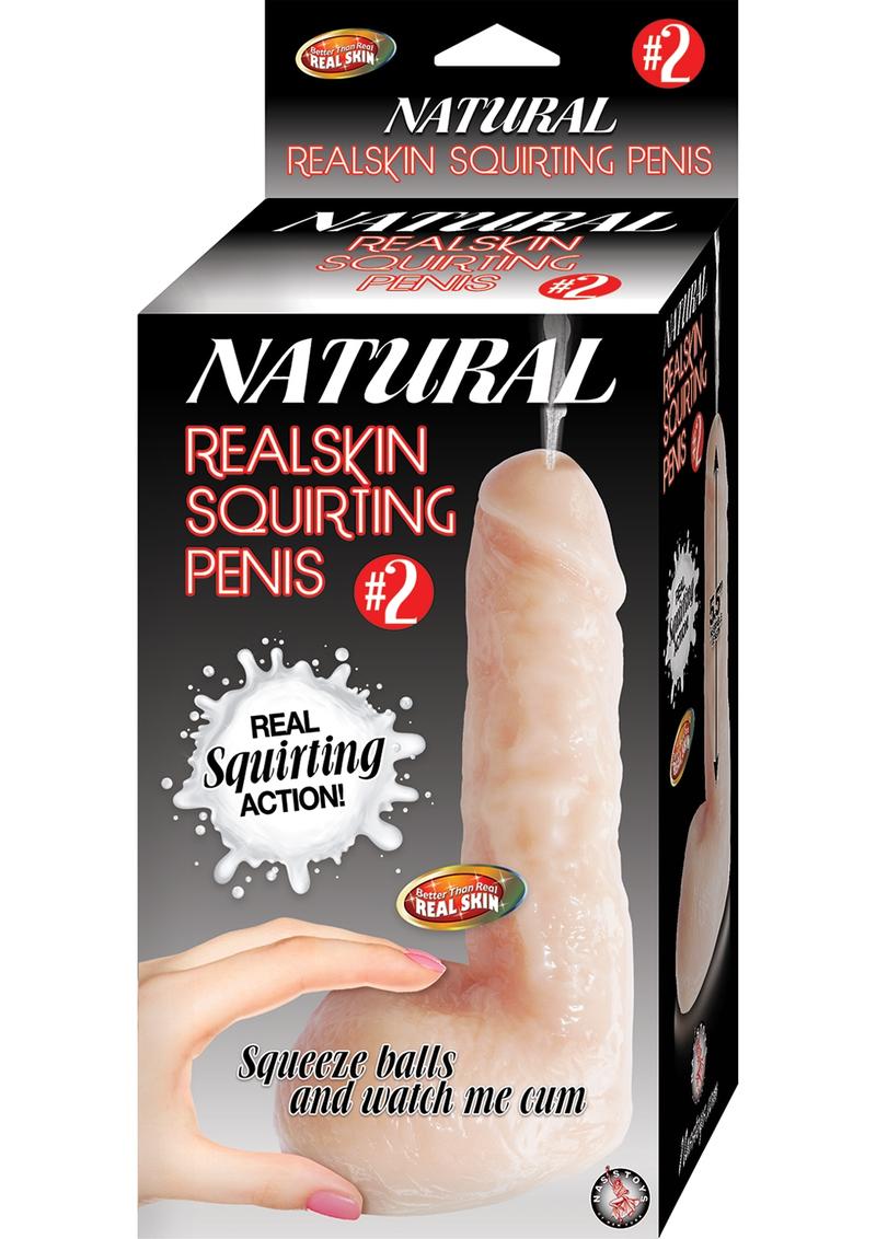 Natural Realskin Squirting Penis #2 Dildo - Flesh/Vanilla