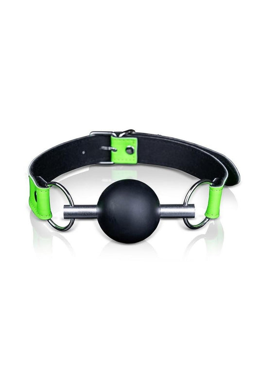 Ouch! Solid Ball Gag - Black/Glow In The Dark/Green