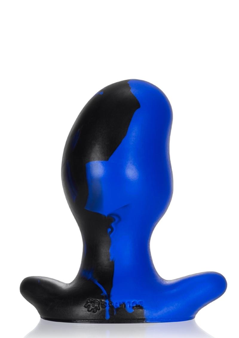 Oxballs Ergo Silicone Butt Plug - Black/Blue/Police Blue Swirl - Large