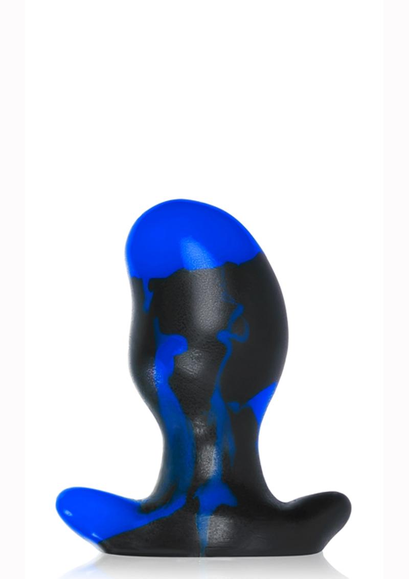 Oxballs Ergo Silicone Butt Plug - Black/Blue/Police Blue Swirl - Medium