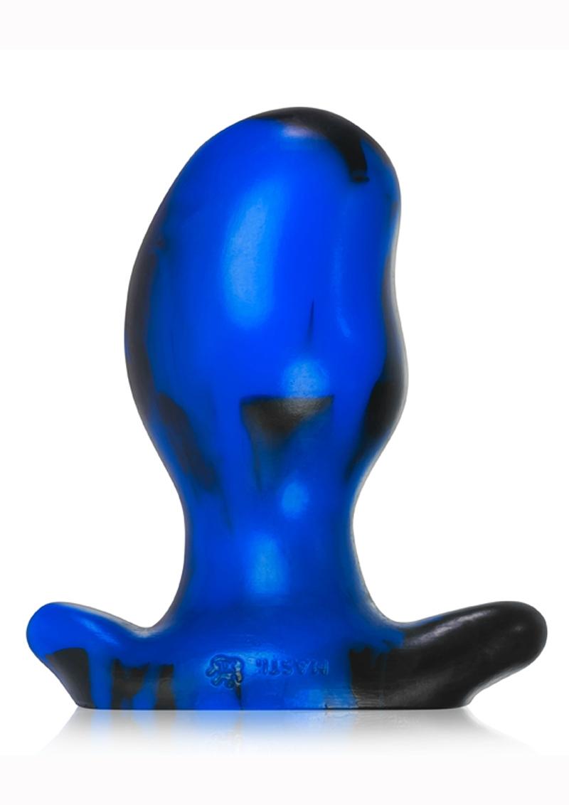 Oxballs Ergo Silicone Butt Plug - Black/Blue/Police Blue Swirl - XLarge