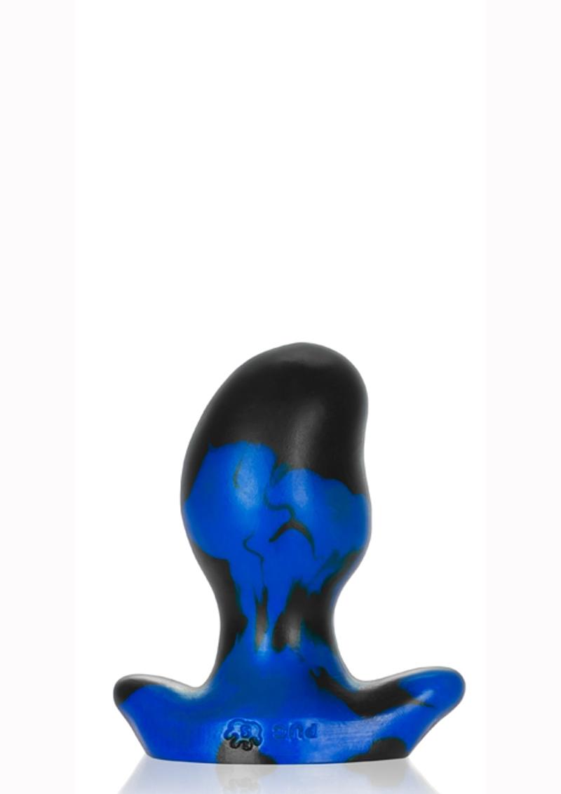 Oxballs Ergo Silicone Butt Plug - Black/Blue/Police Blue Swirl - XSmall