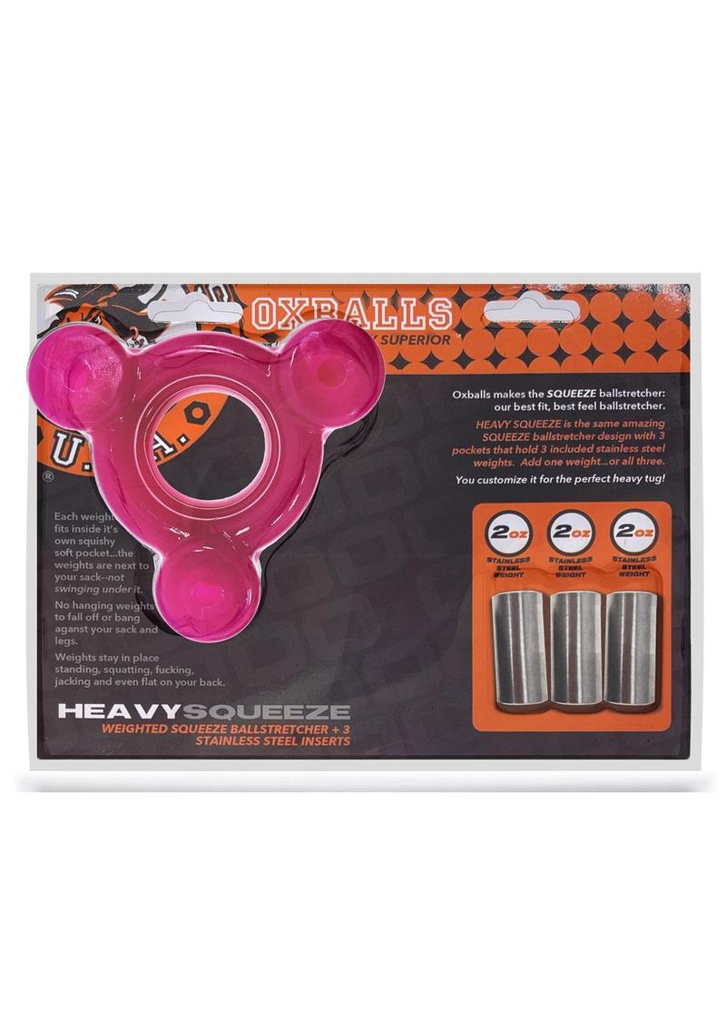 Oxballs Heavy Squeeze Ballstretcher with Stainless Steel Weights - Hot Pink/Pink