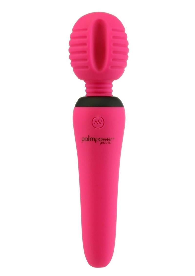 Palmpower Groove Mini Wand Rechargeable Silicone Massage Wand - Fuchsia/Pink