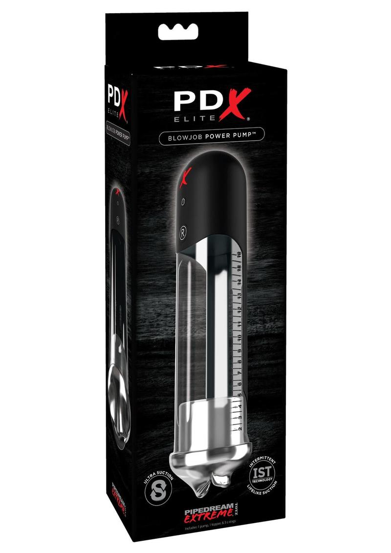 Pipedream Extreme Elite Blowjob Power Pump Masturbator - Mouth - Black/Clear