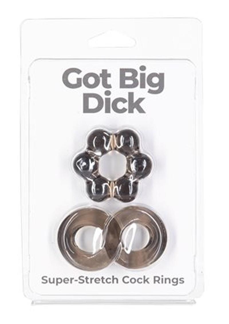 Powerbullet Got Big D Super Stretch Cock Rings - Black - 2 Pack