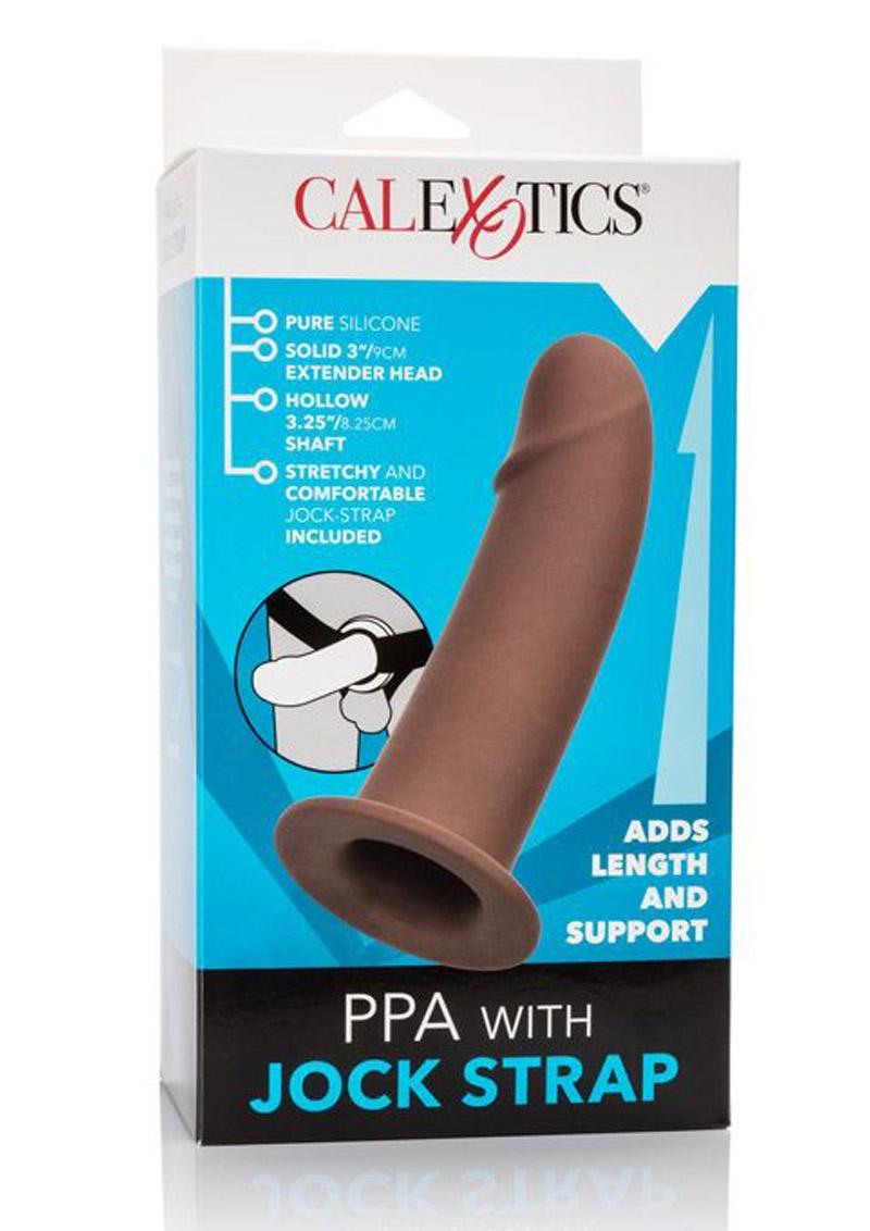Ppa with Jock Strap Strap-On Penis Sleeve - Chocolate - 7in