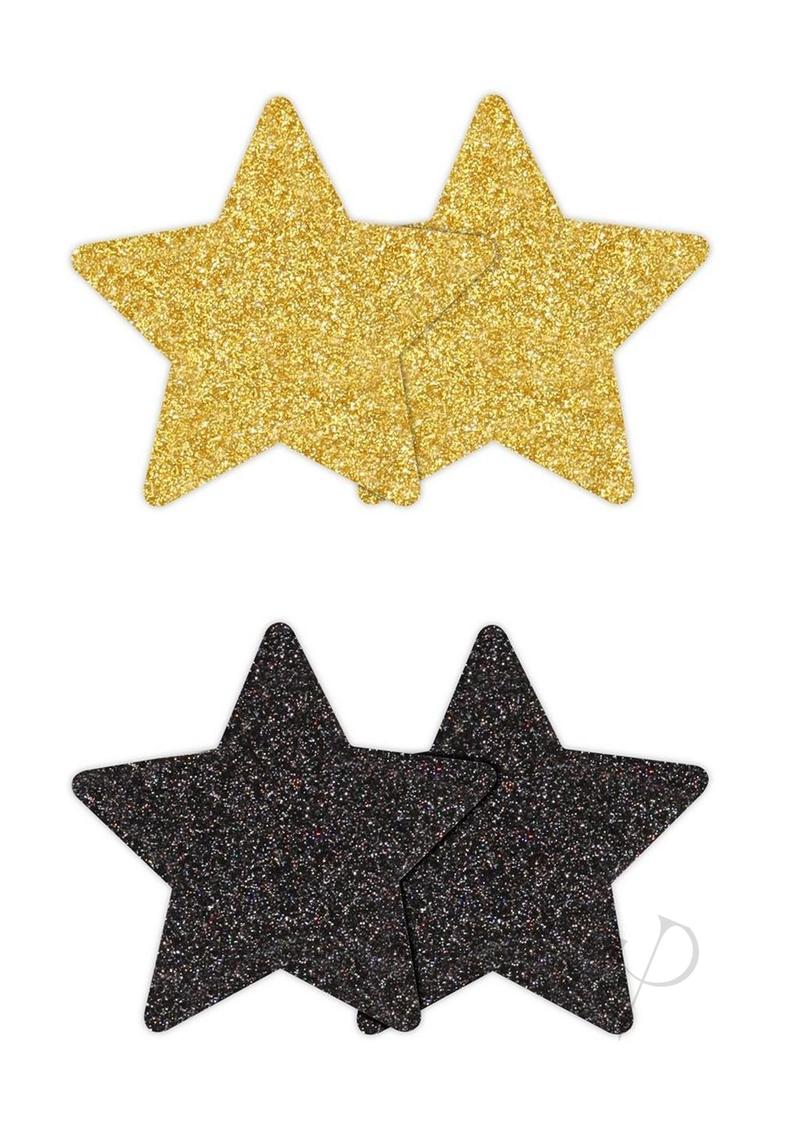 Pretty Pasties Glitter Stars - Black/Gold