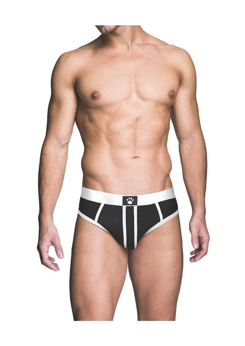Prowler Red Ass-Less Brief - Black/White - Small