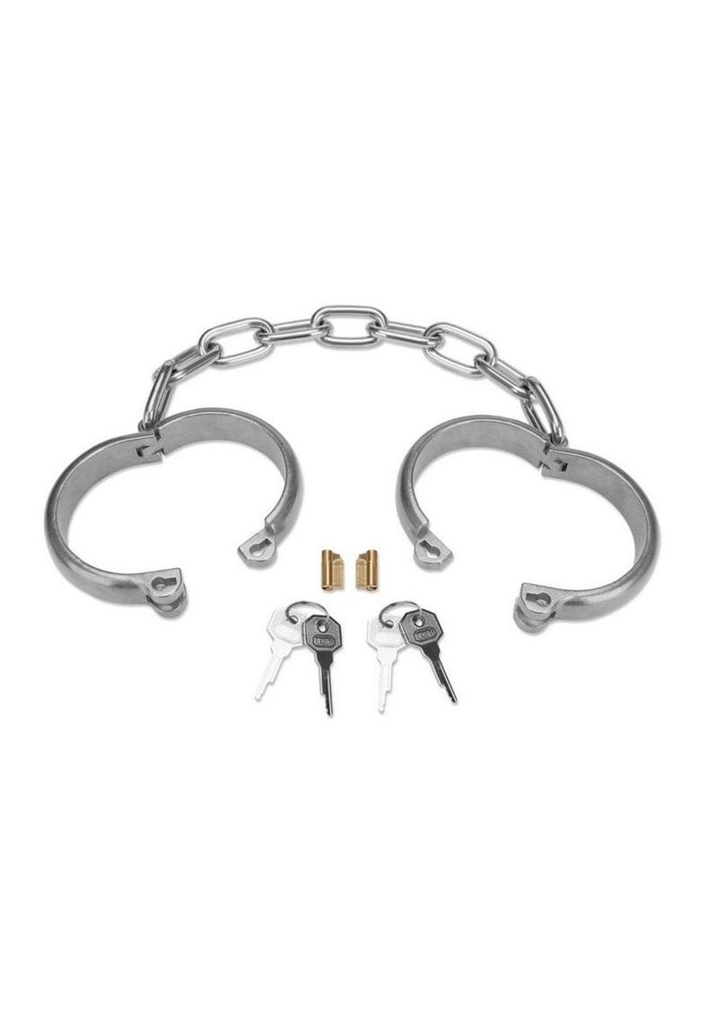 Prowler Red Heavy Duty Metal Handcuffs - Stainless - Silver/Steel