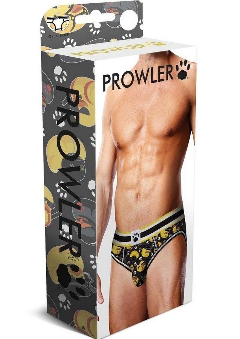 Prowler BDSM Rubber Ducks Open Brief - Black/Yellow - Small