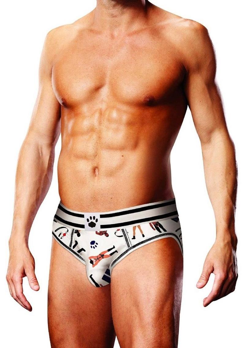 Prowler Leather Pride Open Brief - Black/White - Medium