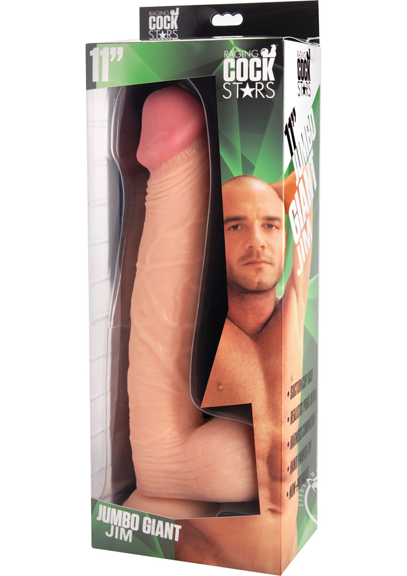 Raging Cockstars Jumbo Giant Jim 11in Dildo - Vanilla