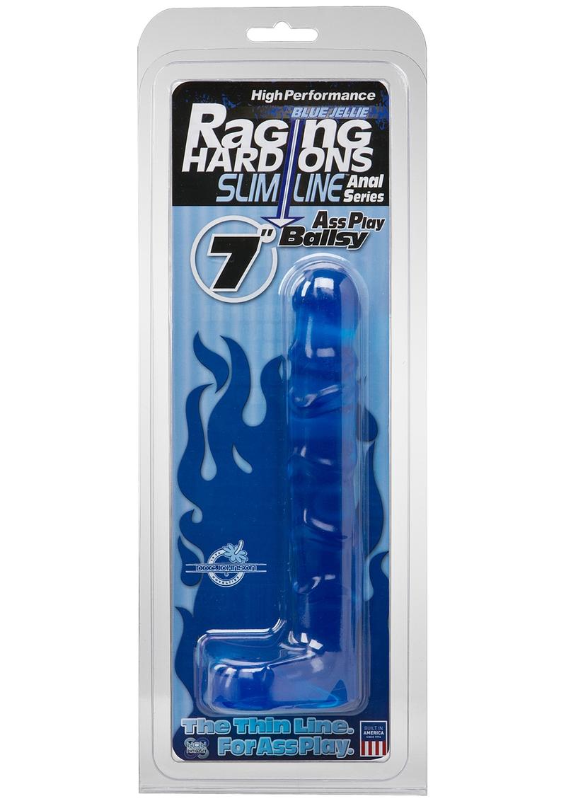 Raging Hard-Ons - Slimline Anal Series - Ass Play Ballsy Dildo with Balls - Blue/Cobalt Blue - 7in