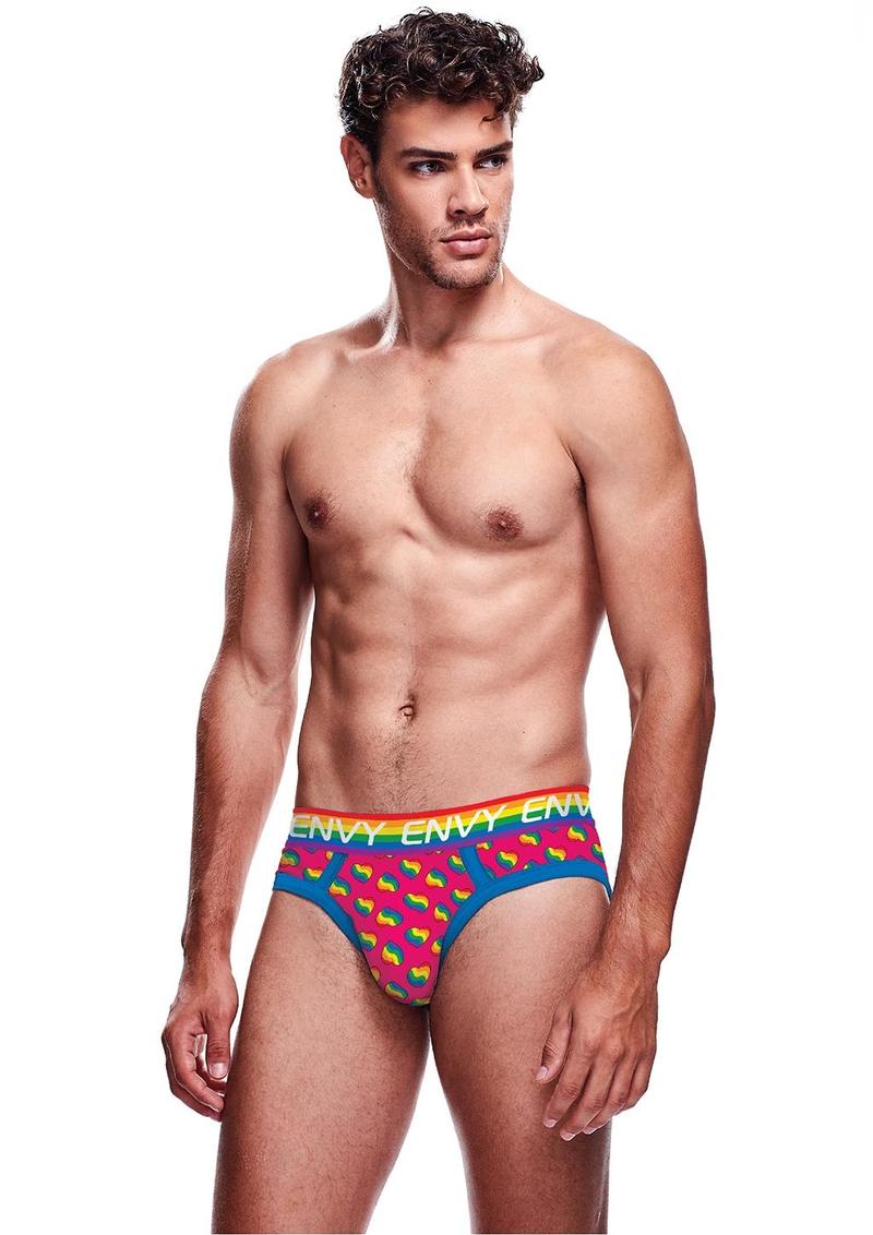 Rainbow Hearts Brief - Rainbow/Red - Large/XLarge