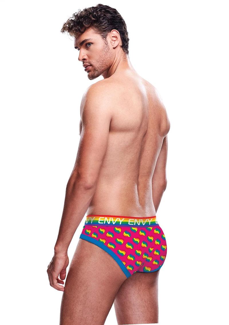 Rainbow Hearts Brief - Rainbow/Red - Medium/Small