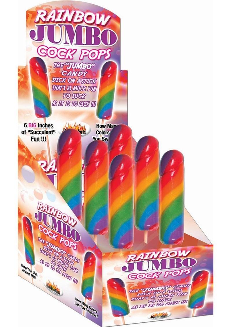 Rainbow Jumbo Cock Pops - 6 Per Display