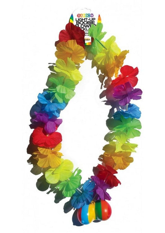 Rainbow Light Up Boobie Flower Necklace - Multicolor