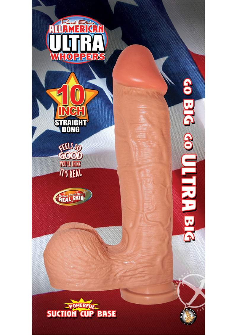 Real Skin All American Ultra Whoppers Straight Dildo - Flesh/Vanilla - 10in