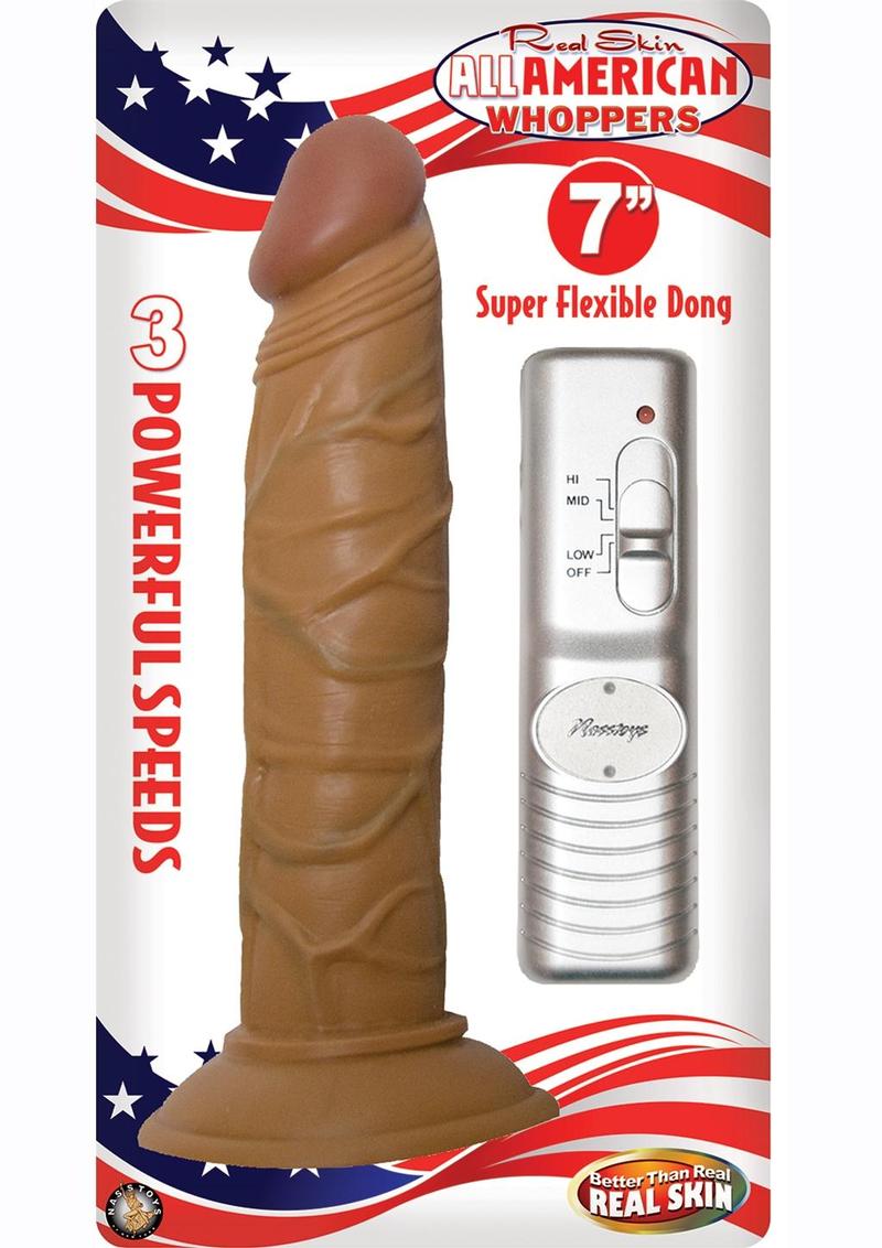 Real Skin All American Whoppers Vibrating Dildo Latin - Brown/Caramel - 7in