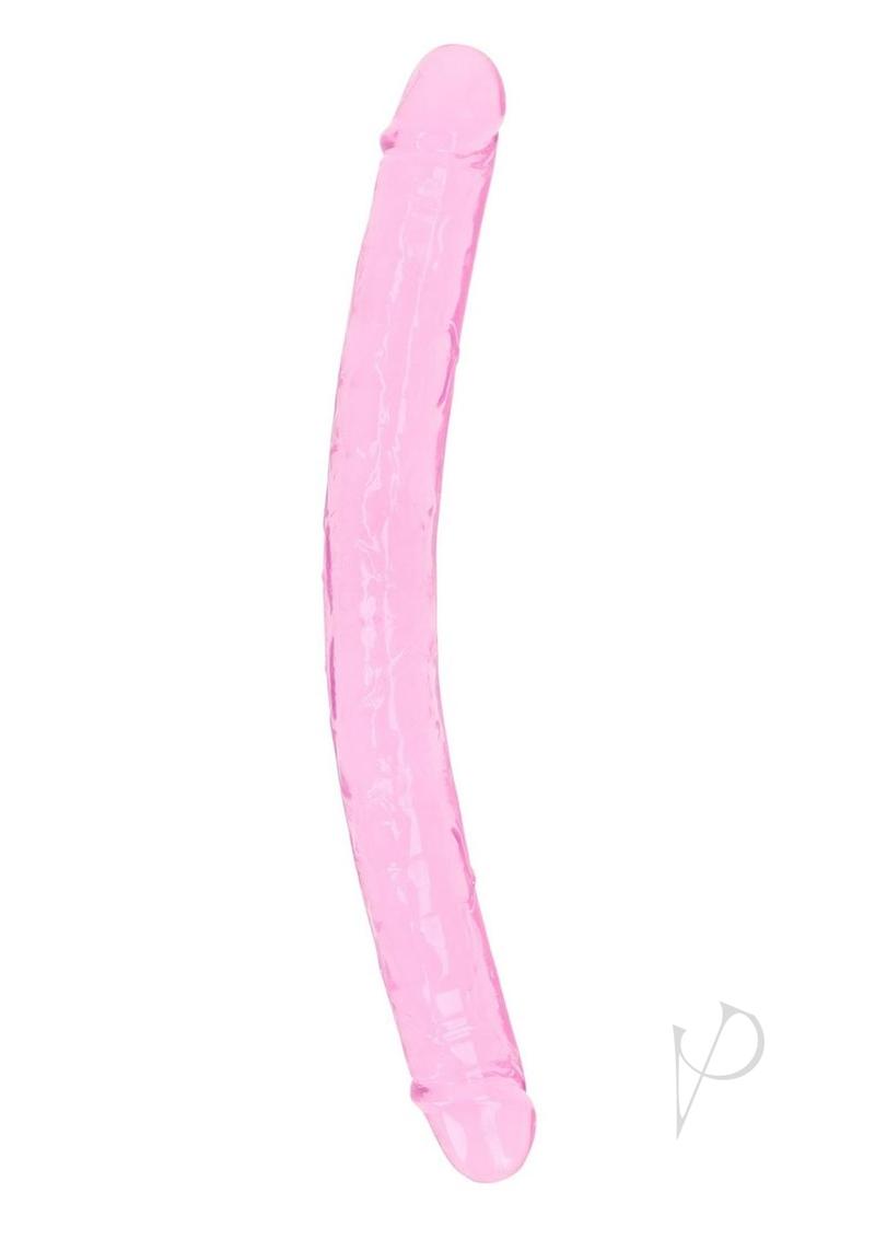 Realrock Crystal Clear Double Dong - Pink - 18in