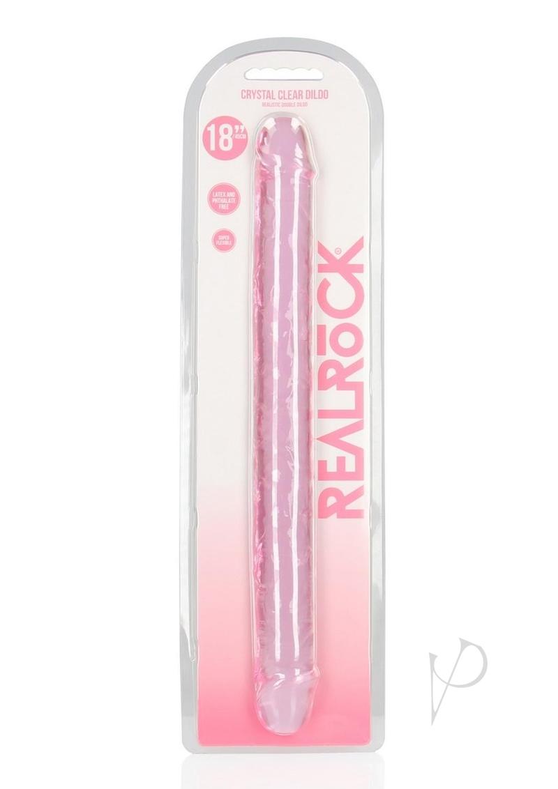 Realrock Crystal Clear Double Dong - Pink - 18in