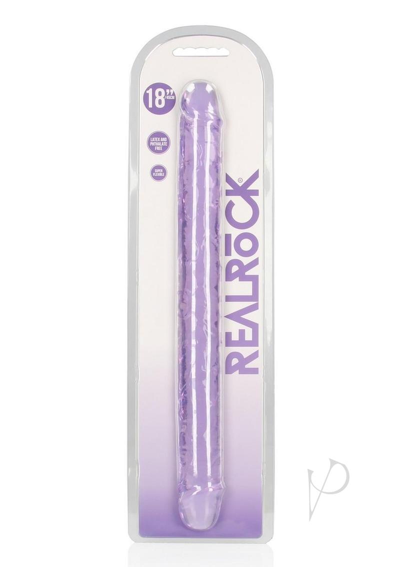 Realrock Crystal Clear Double Dong - Purple - 18in