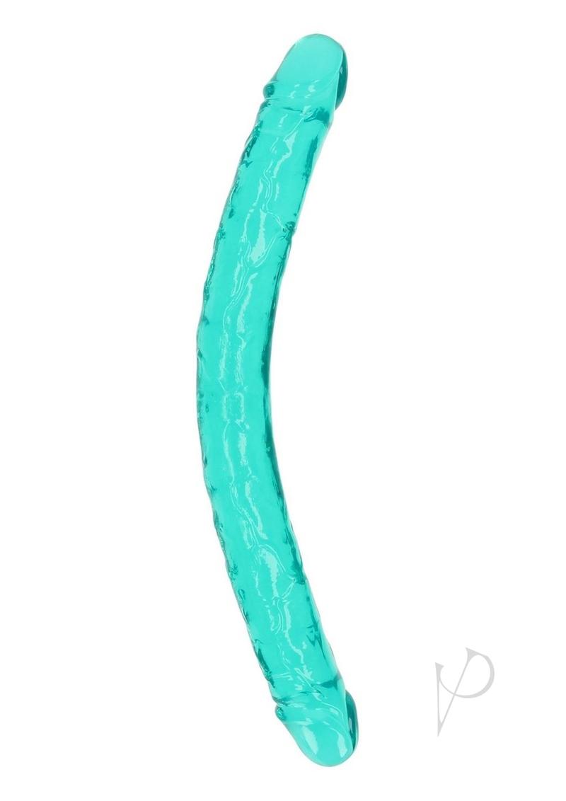 Realrock Crystal Clear Double Dong - Turquoise - 18in