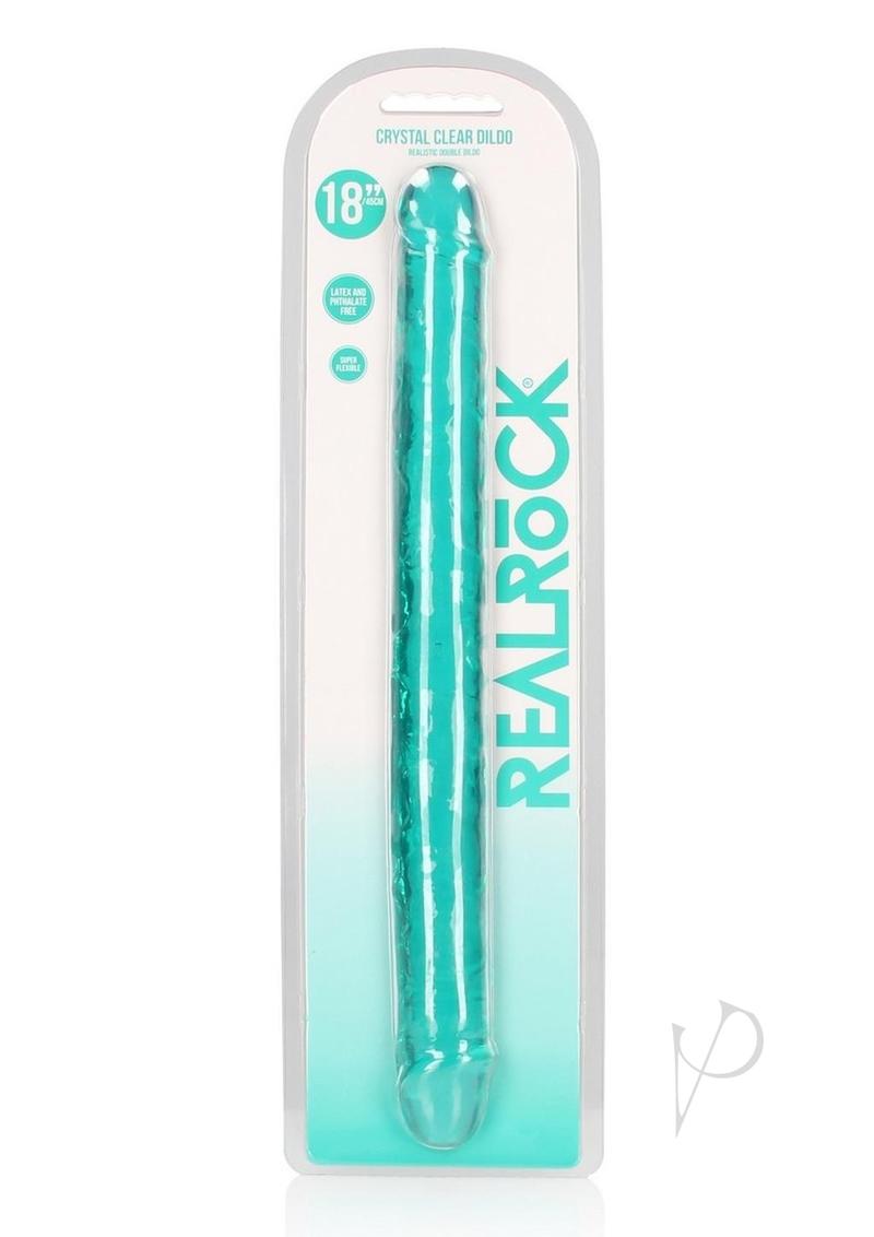 Realrock Crystal Clear Double Dong - Turquoise - 18in