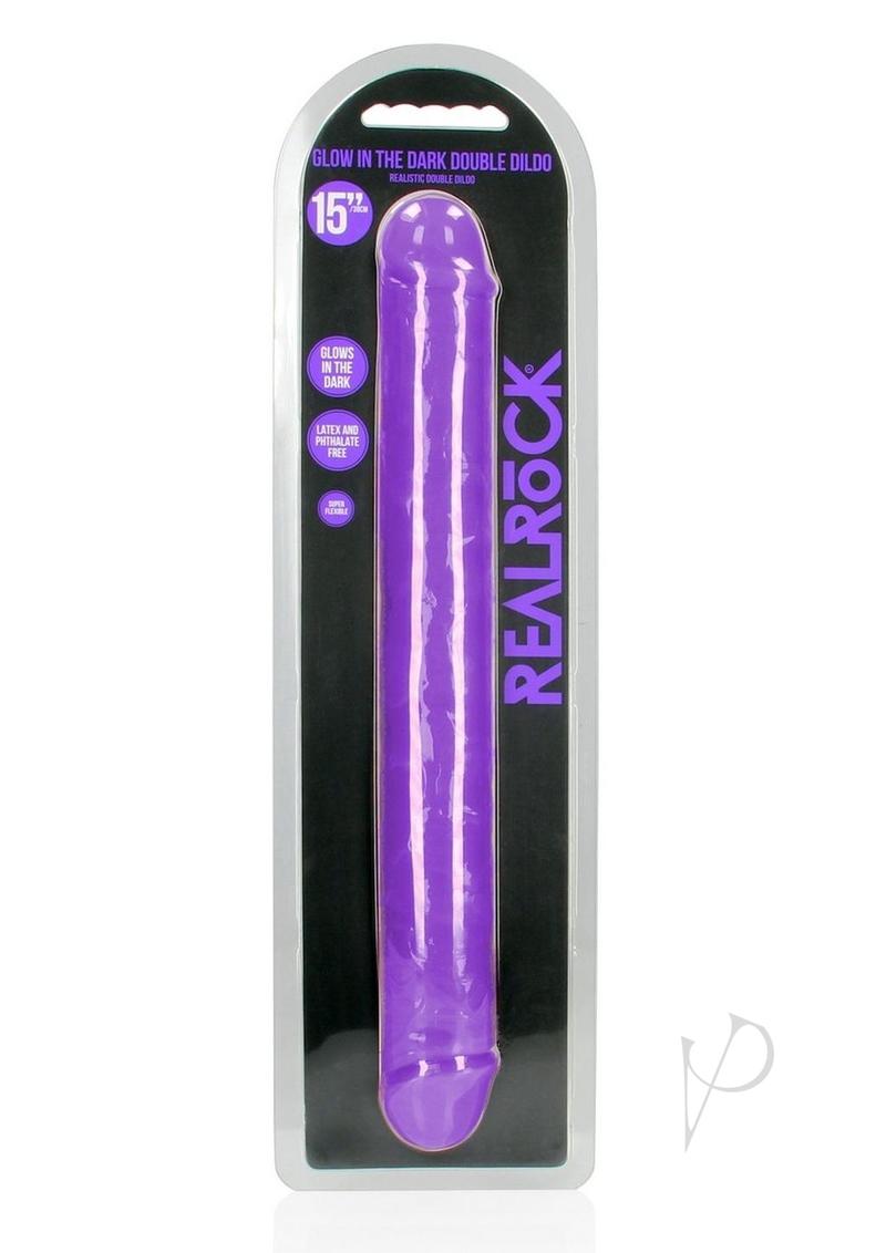 Realrock Double Dong Glow In The Dark Dildo - Purple - 15in