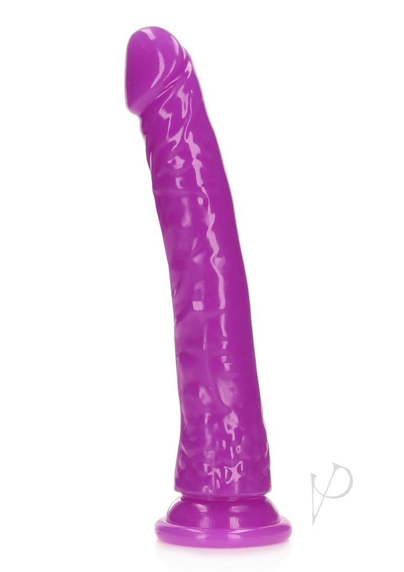 Realrock Slim Glow In The Dark Dildo with Suction Cup - Glow In The Dark/Purple - 10in