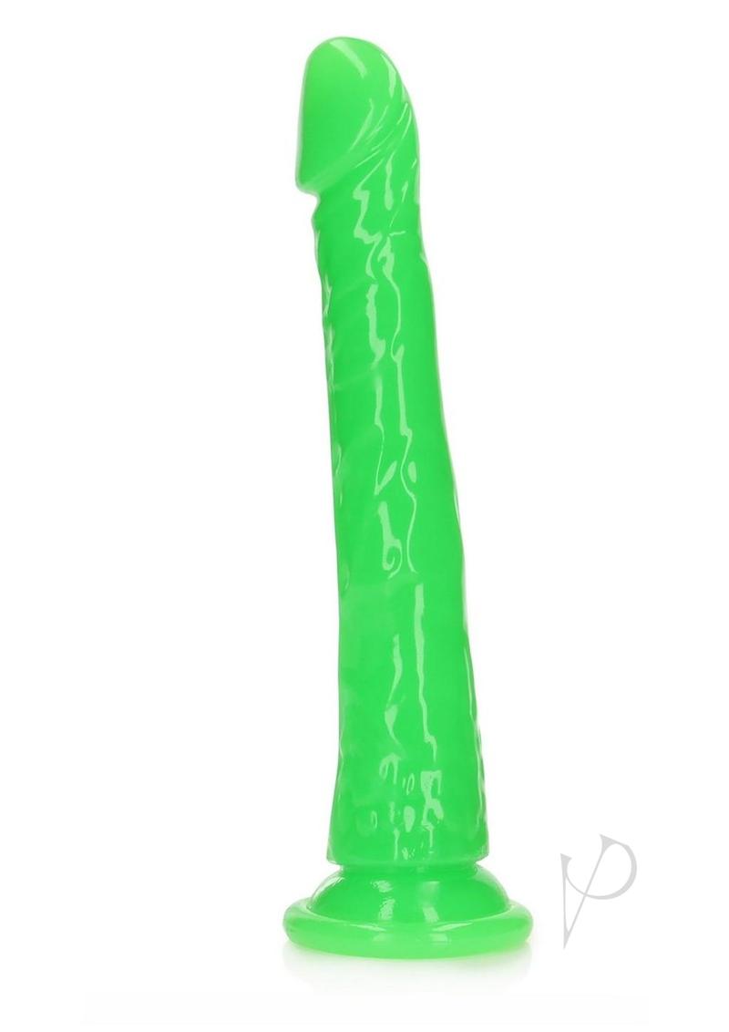 Realrock Slim Glow In The Dark Dildo with Suction Cup - Glow In The Dark/Green - 11in