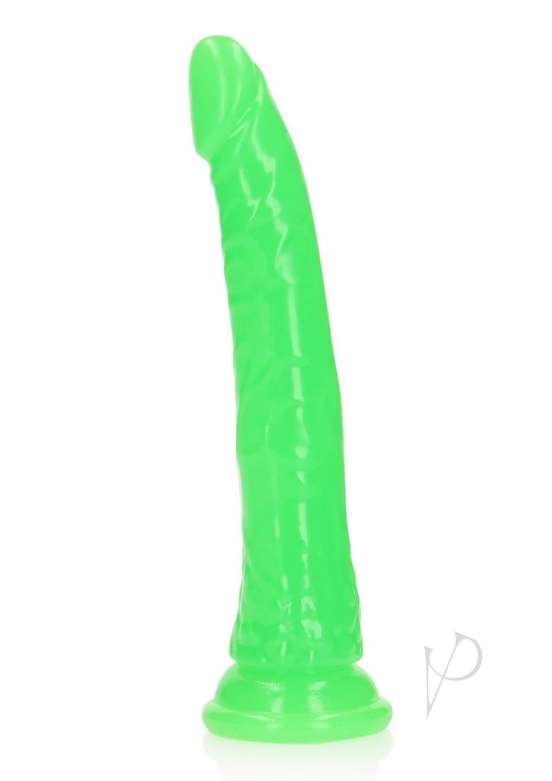 Realrock Slim Glow In The Dark Dildo with Suction Cup - Glow In The Dark/Green - 9in