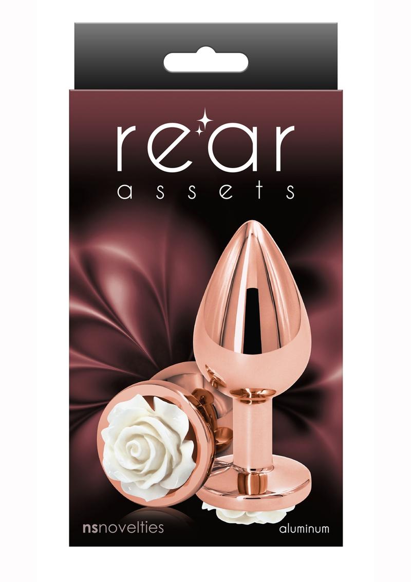 Rear Assets Rose Aluminum Anal Plug - Rose Gold/White - Medium