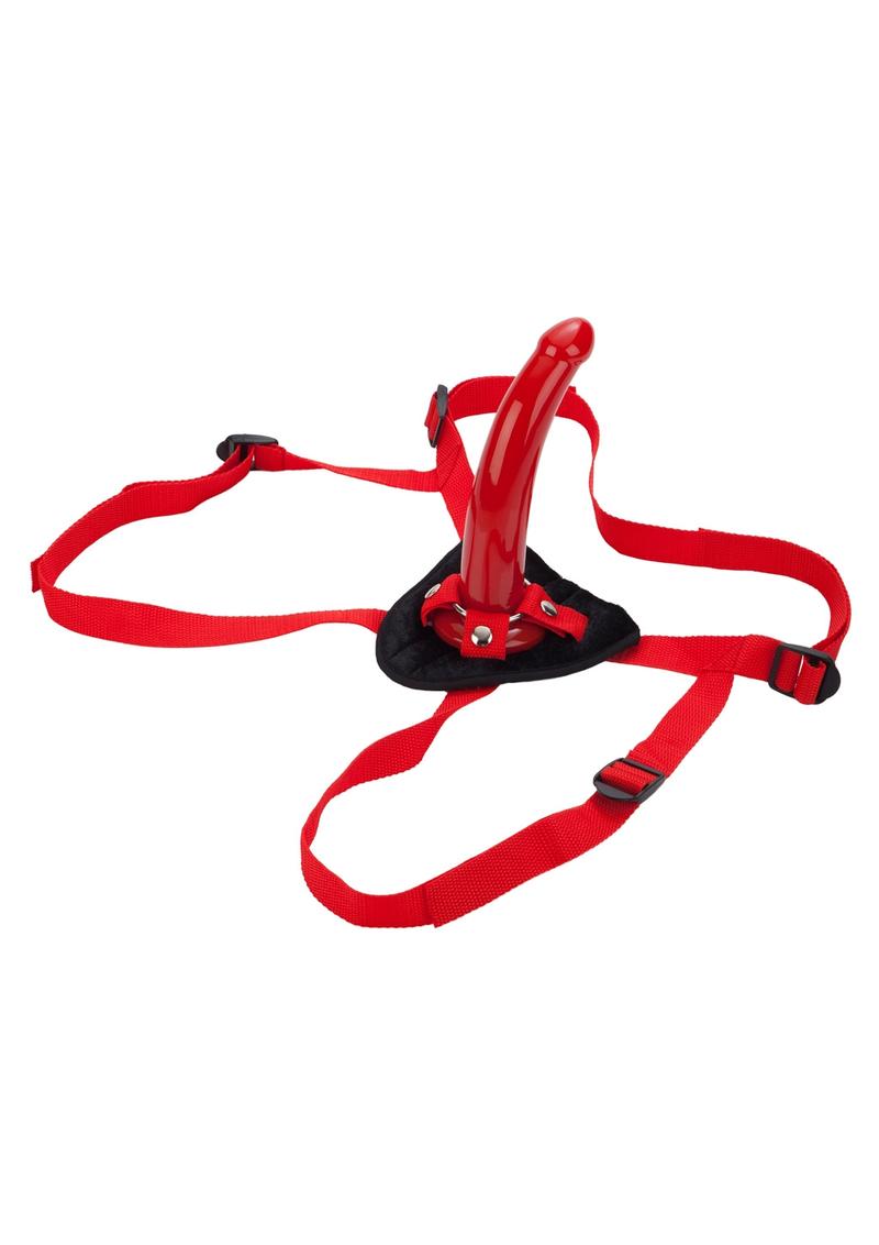 Red Rider Adjustable Strap-On with Dildo - Red - 7in