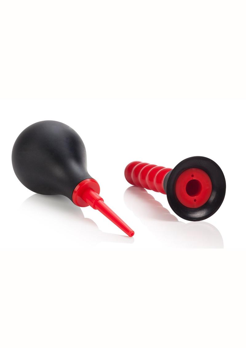 Ribbed Anal Douche - Black/Red
