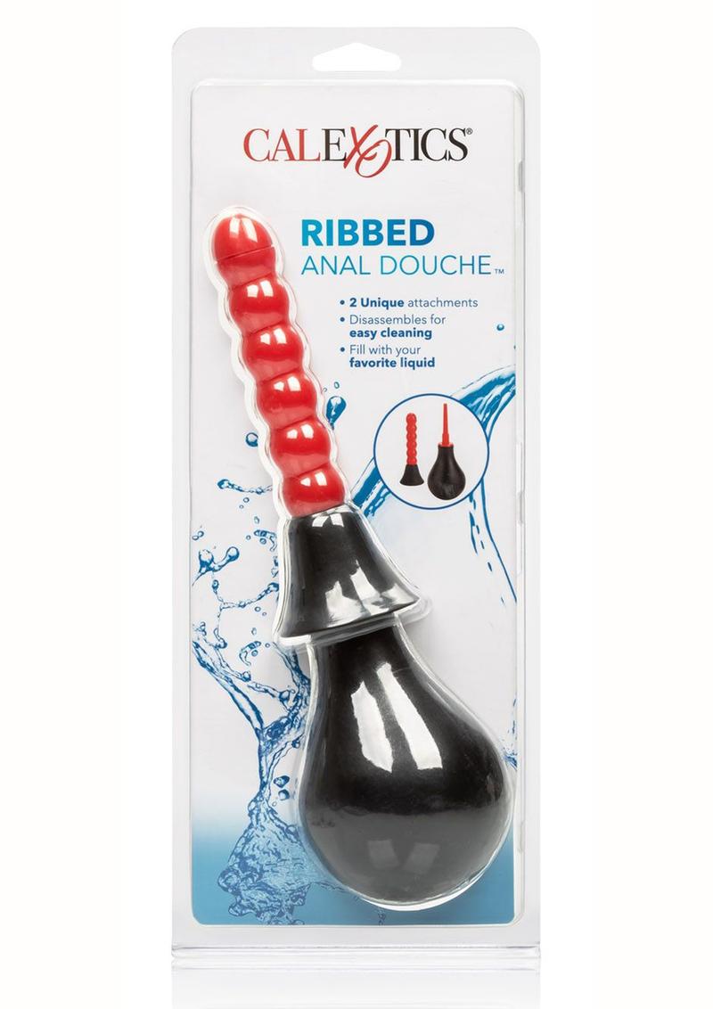 Ribbed Anal Douche - Black/Red