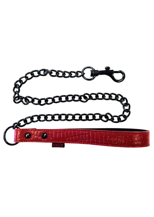 Rouge Anaconda Lead with Metal Chain - Black/Burgundy/Red