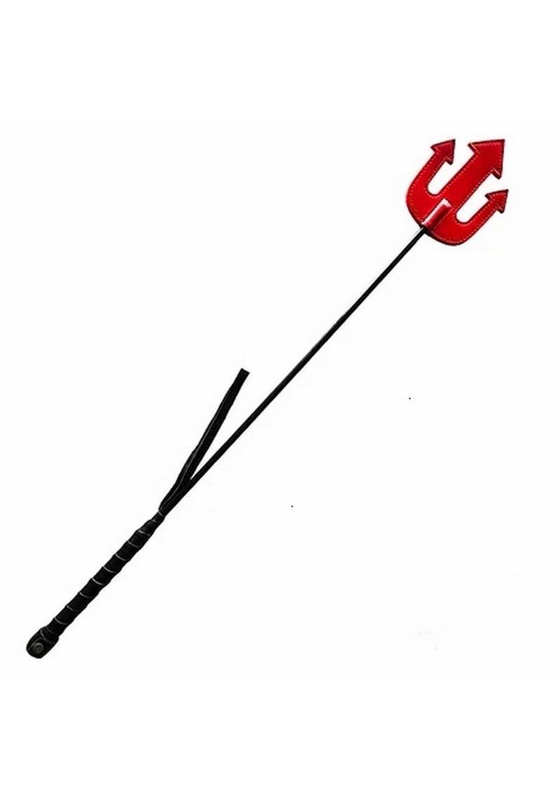 Rouge Devil Leather Riding Crop - Black/Red