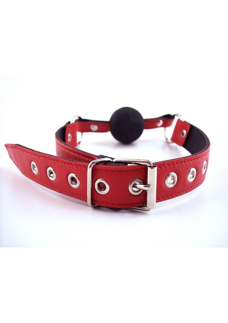 Rouge Leather Adjustable Ball Gag - Black/Red