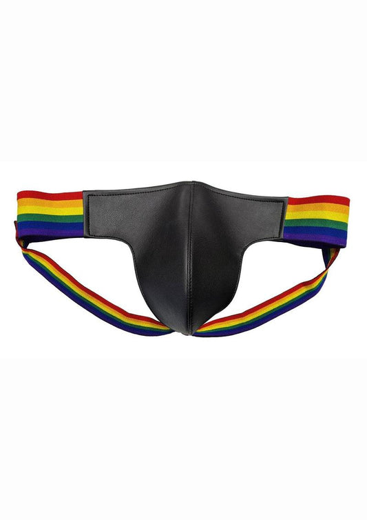 Rouge Leather Jock with Pride Stripes - Multicolor - Small