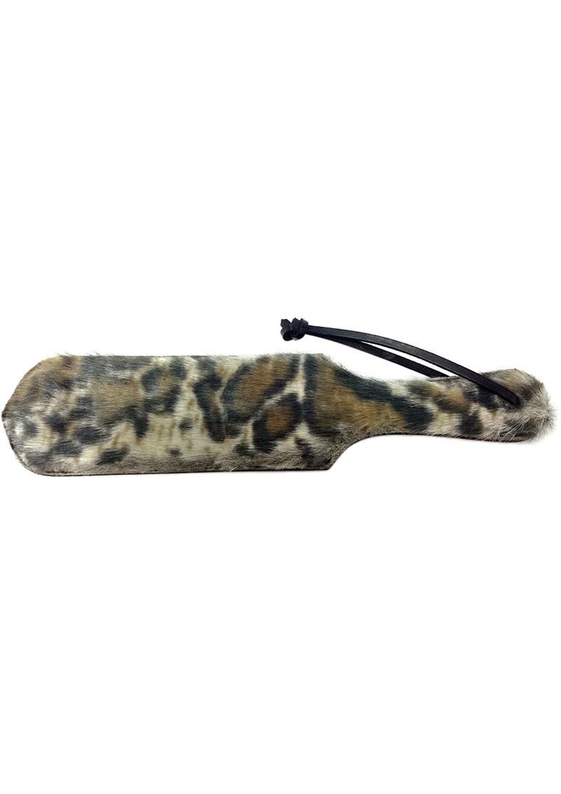 Rouge Leather Paddle with Faux Fur - Animal Print/Black/Leopard Print