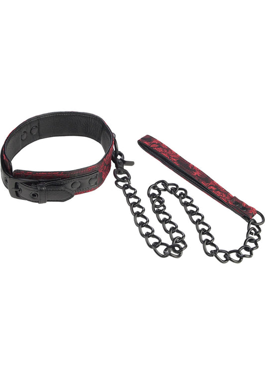 Scandal Collar with Leash - Black/Red