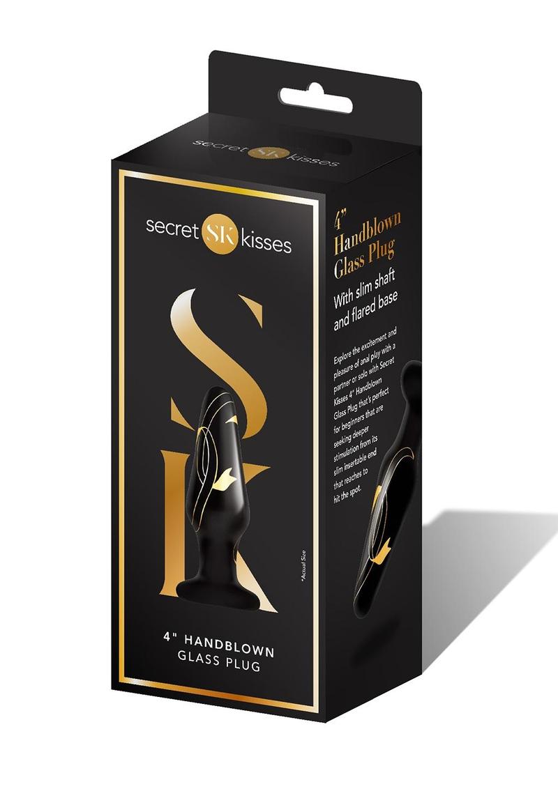 Secret Kisses 4 Handblown Glass Plug - Black/Gold