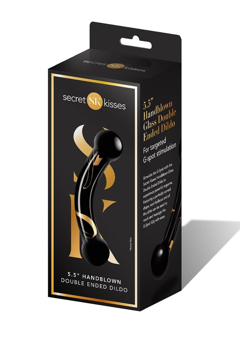 Secret Kisses 5.5 Handblown Double Ended Dildo - Black/Gold