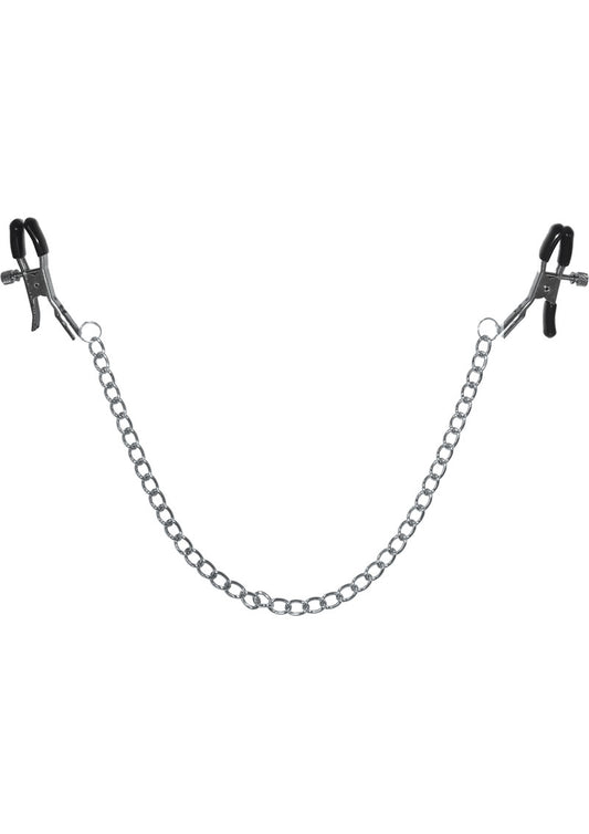 Sex and Mischief Chained Nipple Clamps - Black/Silver