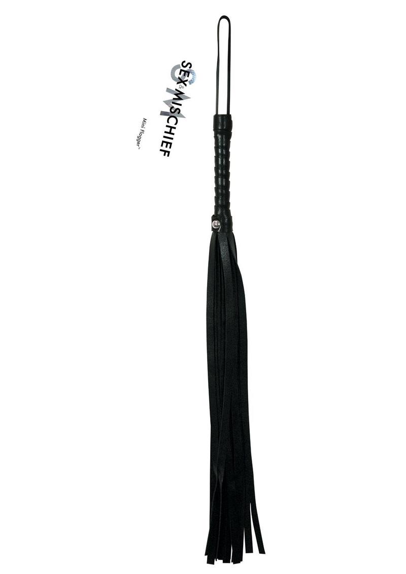 Sex and Mischief Mini Faux Leather Flogger - Black