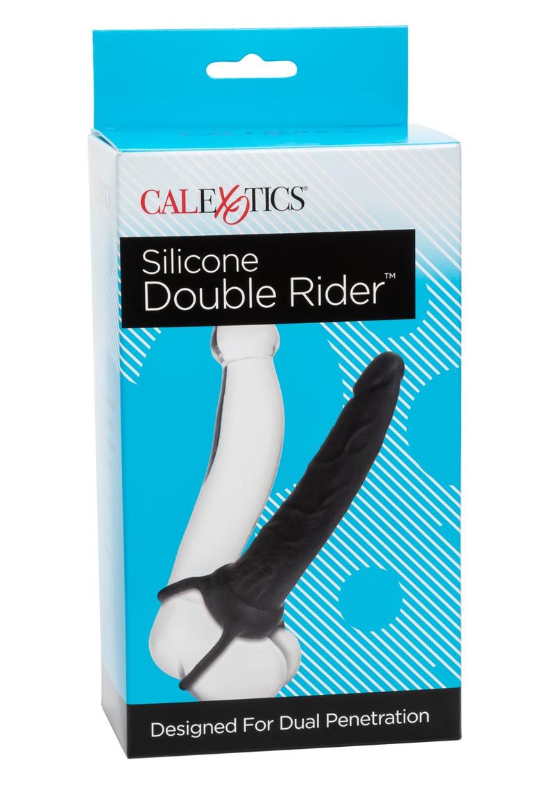 Silicone Double Rider Dildo Cock Ring - Black