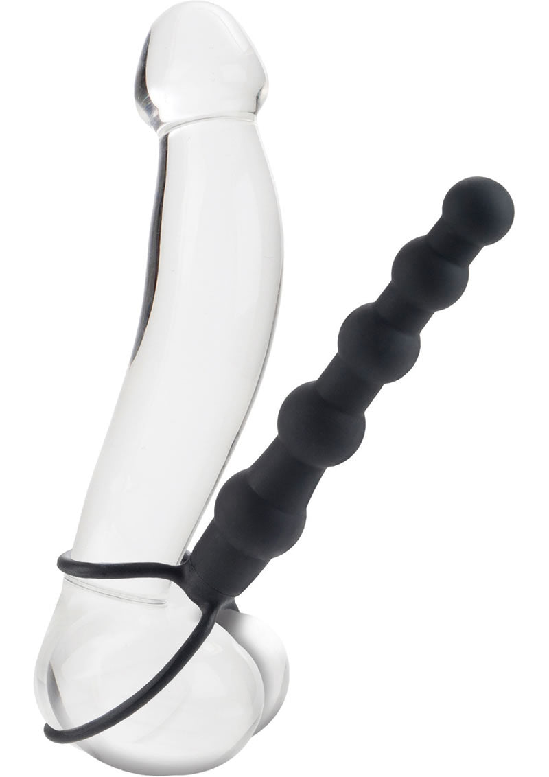 Silicone Love Rider Beaded Dual Penetrator - Black