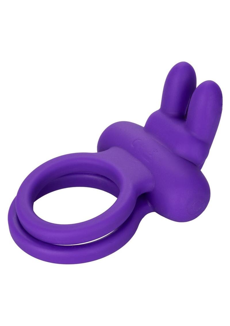 Silicone Rechargeable Dual Rockin Rabbit Multi Speed Cockring Waterproof